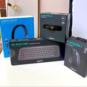 Logitech Set , New , Black in color (Keyboard, Mouse, Webcam, Headset)